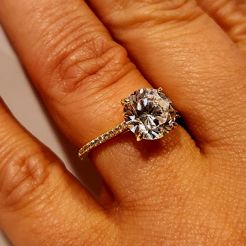 925 Sterling Silvery 5ct Moissanite Round Cut Engagement Rings Cubic Zirconia 60$